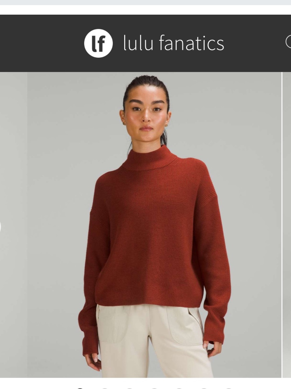Lululemon Merino Wool-Blend Ribbed Turtleneck Sweater Sz 12 Cayenne Brick Red
